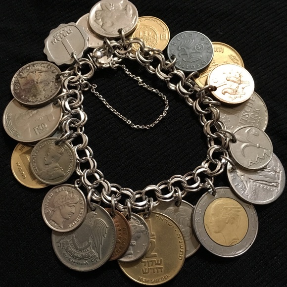 Sterling Silver Coin Charm Bracelet - Picture 1 of 8